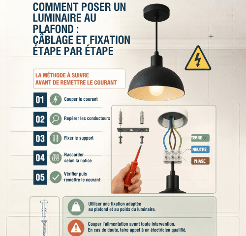 Comment poser un luminaire au plafond : câblage et fixation étape par étape